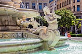France,Rhone,Lyon,historical site listed as World Heritage by UNESCO,Cordeliers district,fountain of the Place des Jacobins