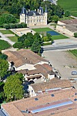 France,Gironde,Medoc region,Pauillac,Chateau de Pichon Longueville,where Cru Classe wine is produced (aerial view)