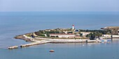 France,Charente Maritime,Aix island,la Rade fort and the jetty (aerial view)