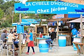 France,Landes,Lake Hossegor,Soorts Hossegor,Chez Jerome / Cybele Hossegor tasting Hossegor oysters directly from the oyster farmer Jerome Labeguerie