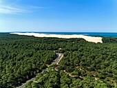 Frankreich,Gironde,Bassin d'Arcachon,La Teste de Buch,Dune du Pilat (Luftaufnahme)