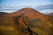 France,Bas Rhin,Orschwiller,Alsace Wine road,Haut Koenigsbourg Castle (aerial view)