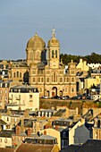 France,Manche,Cotentin,Granville,the Upper Town built on a rocky headland on the far eastern point of the Mont Saint Michel Bay,lower town and Saint Paul church
