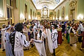 France,Indre et Loire,Loire valley listed as World Heritage by UNESCO,Tours,party hall at the City Hall,Renaissance ball in costume