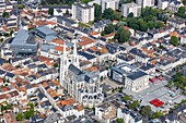 France,Maine et Loire,Cholet,Notre Dame church and the center of the town (aerial view)