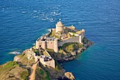 France,Cotes d'Armor,Plevenon,Fort la Latte,fortified castle on the Pointe de la Latte (aerial view)