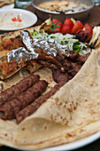 Al-Saraya restaurant (Haret Jdoudna),Madaba. Jordan,Mixed grill selection of meat