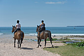 Horse Riding At Manorbier. Once Described As 'the Pleasantest Place In Wales'. Pembrokeshire. Wales. Cymru. Uk. United Kingdom.
