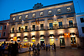 Arts And Crafts Market In Placa De La Catedral In Ciutadella At Night,Menorca,Balearic Islands,Spain