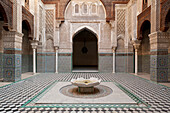 Morocco,Courtyard of Medersa el Attarin in medina,Fez