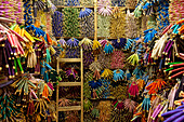 Morocco,Small reels of thread for sale in shop in souks,Fez