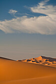 Morocco,Clouds over sand dunes in Erg Chebbi area,Sahara Desert near Merzouga
