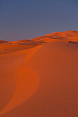 Morocco,Sand dunes after sun has gone down in Erg Chebbi area,Sahara Desert near Merzouga