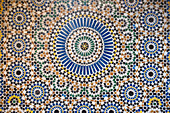 Morocco,Detail of tiling in fountain,Fez