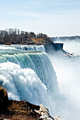 Niagara Falls As Seen From Usa,Ontario And New York Border,Canada And United States Of America