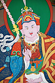 Indien, West-Sikkim, in der Nähe von Pell, Detail der Wandmalerei von Guru Rinpoche (Padmasambhava) im Kloster Pemayangtse. 17 CE,Pemayangtse Kloster