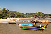 India,Karnataka,Fishing Boats On Kudle And Om Beaches,Gokarna
