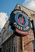 USA,Mississippi,Ground Zero Blues Club sign,Clarksdale