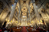 Spain,Interior of Santa Maria del Mar church,Barcelona