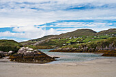 UK,Ireland,County Kerry,Iveragh Peninsula,Beach and harbor at Derrynane