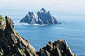 UK,Ireland,County Kerry,Skellig Islands,View of Little Skellig from Skellig Michael