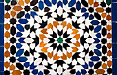 Morocco,Bahia Palace,Marrakech,Mosaic tile floor detail at Palais Bahia