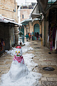 Israel,Muristan,Jerusalem,2013,January 10,Snowman on street