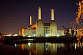 UK,England,Battersea Power Station at night,London
