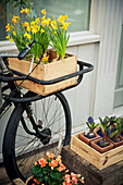 UK,England,Vintage-Fahrrad mit Blumen in Bermondsey,London