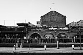 UK,England,Camden,London,People next to Hampstead Road Lock