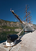 Montenegro,Sailing boat anchored in harbor,Kotor