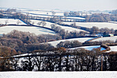 Snow Covered Fields,North Devon,England,Uk
