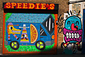 Straßenkunst in der Redchurch Street, Shoreditch, London, England, Großbritannien