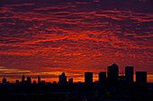 Sunset Over Canary Wharf,London,England,Uk