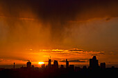 City Of London Skyline With Setting Sun,London,England,Uk