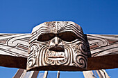 Indigenous Totem Of Native Face,New Zealand