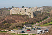 Manorbier Castle,Pembrokeshire Küstenpfad,Wales,Vereinigtes Königreich