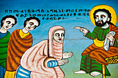 Details der Wandmalereien in der Kirche mit biblischen Szenen,Äthiopien