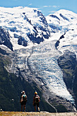 Summer Hiking Above Chamonix-Mont Blanc Valley,With Mont Blanc Mountain In Background,France