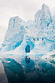 Ice tunnel in an iceberg in Neko Harbor in the Southern Ocean,Antarctica