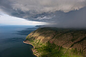 Gewitter zieht über das Ostufer des Albertsees in Uganda, Albertine Rift, Uganda