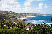 Scenic view down the coastline looking north from Bathsheba,Bathsheba,Barbados,Caribbean