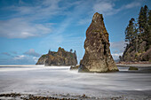 Scenic rocky Pacific coast at Ruby Beach in Olympic National Park,Washington,United States of America