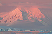 View toward Bismarck Strait from Lemaire Channel at sunset,Antarctica