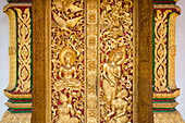 Vergoldete Wandschnitzereien im Kloster Wat Xieng Thong, Luang Prabang, Laos