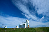 Church on Flatey Island,the largest island of the western islands,located in Breidafjordur on the northwestern part of Iceland,Iceland