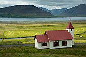 Roadside church on the peninsula of Westfjords,Iceland,Iceland