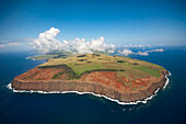Luftaufnahme der Osterinsel oder Rapa Nui, Hanga Roa, Osterinsel, Chile
