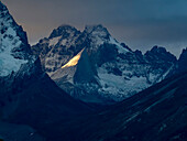 Shaft of light on Paine Grande in Torres del Paine National Park,Patagonia,Chile