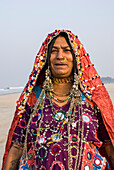 Portrait of a Karnataka woman on Colva Beach,Goa,India